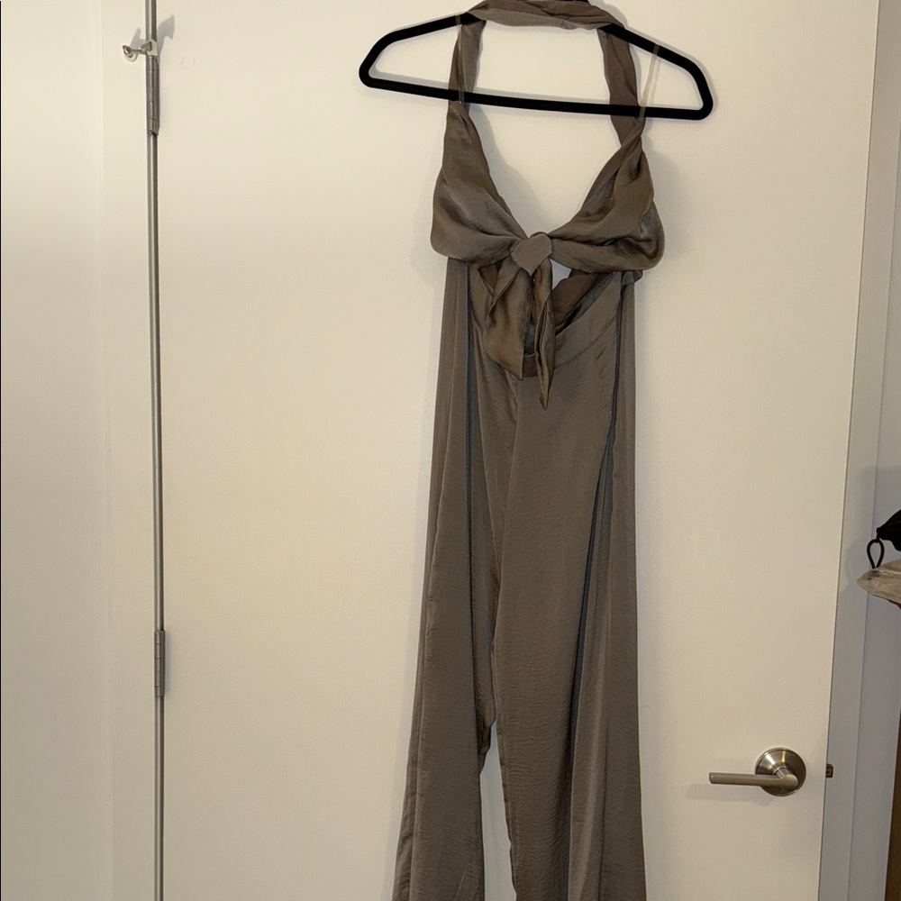 Sophisticated Taupe Halter Jumpsuit